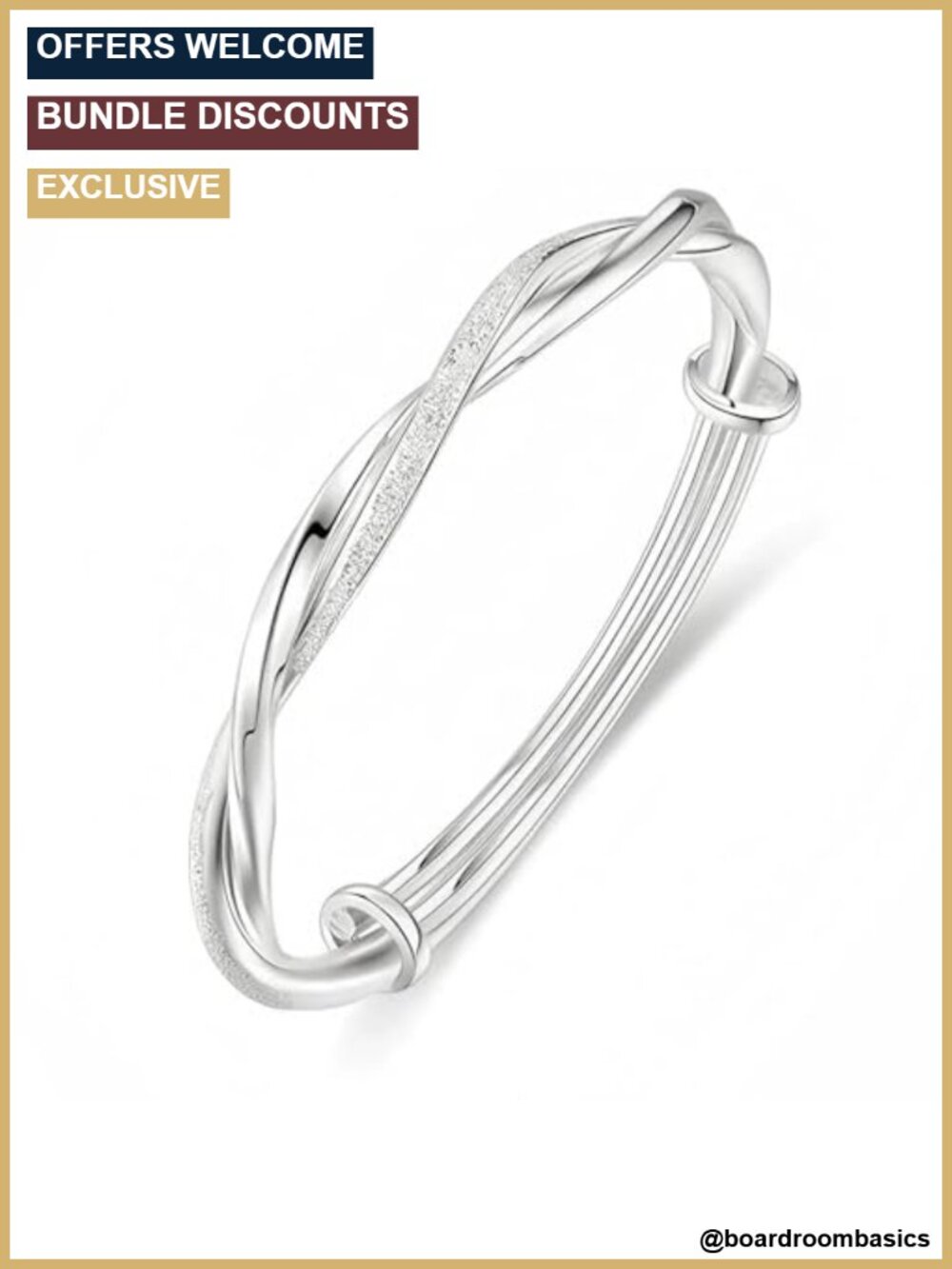 S925 Sterling Silver Mobius Bangle Bracelet Adjustable for Women